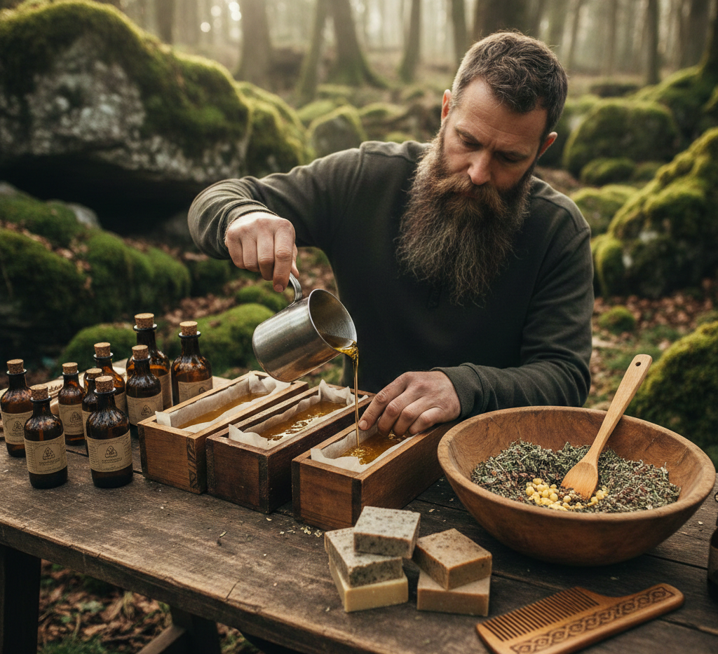 Artesão a criar produtos naturais